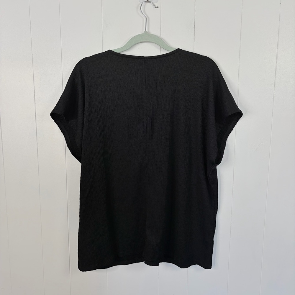 Penningtons Black Short Sleeve Stretch Blouse Top Size 2X Office Summer Basic - Picture 5 of 9